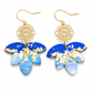 Oorbellen Thalia blauw goud boho