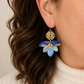 Oorbellen Thalia blauw goud boho