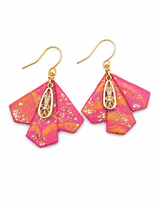 Oorbellen Daan roze oranje goud