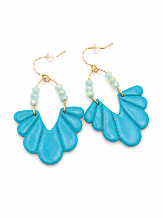Oorbellen Joss goud blauw turquoise