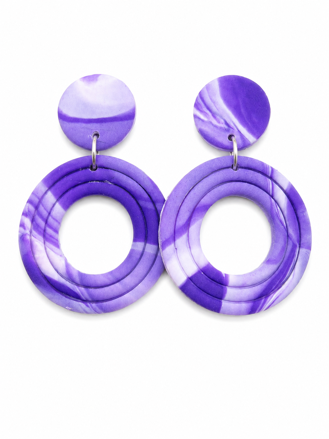 Oorbellen Purple Batik lichtgewicht paars zilver