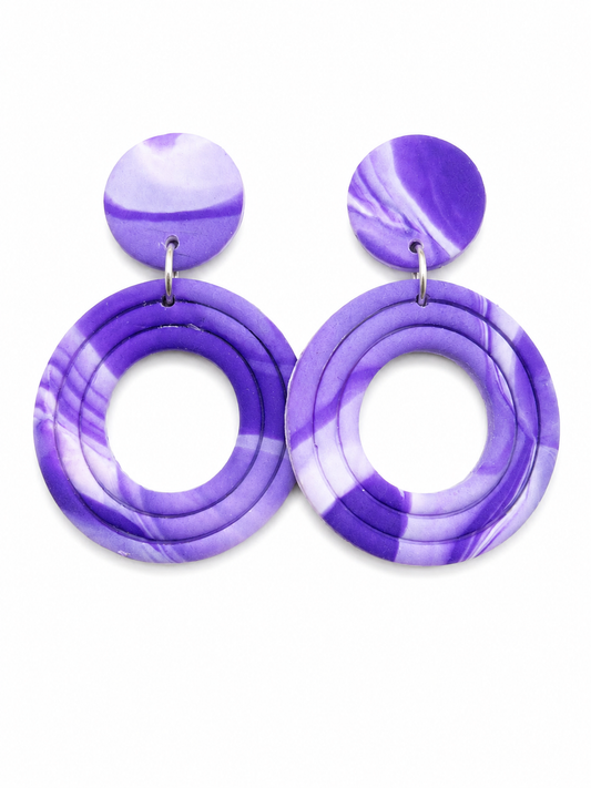 Oorbellen Purple Batik lichtgewicht paars zilver