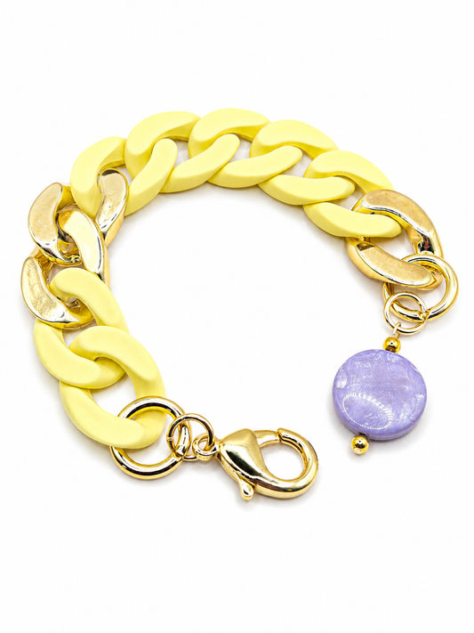 Schakelarmband Vanille Lila