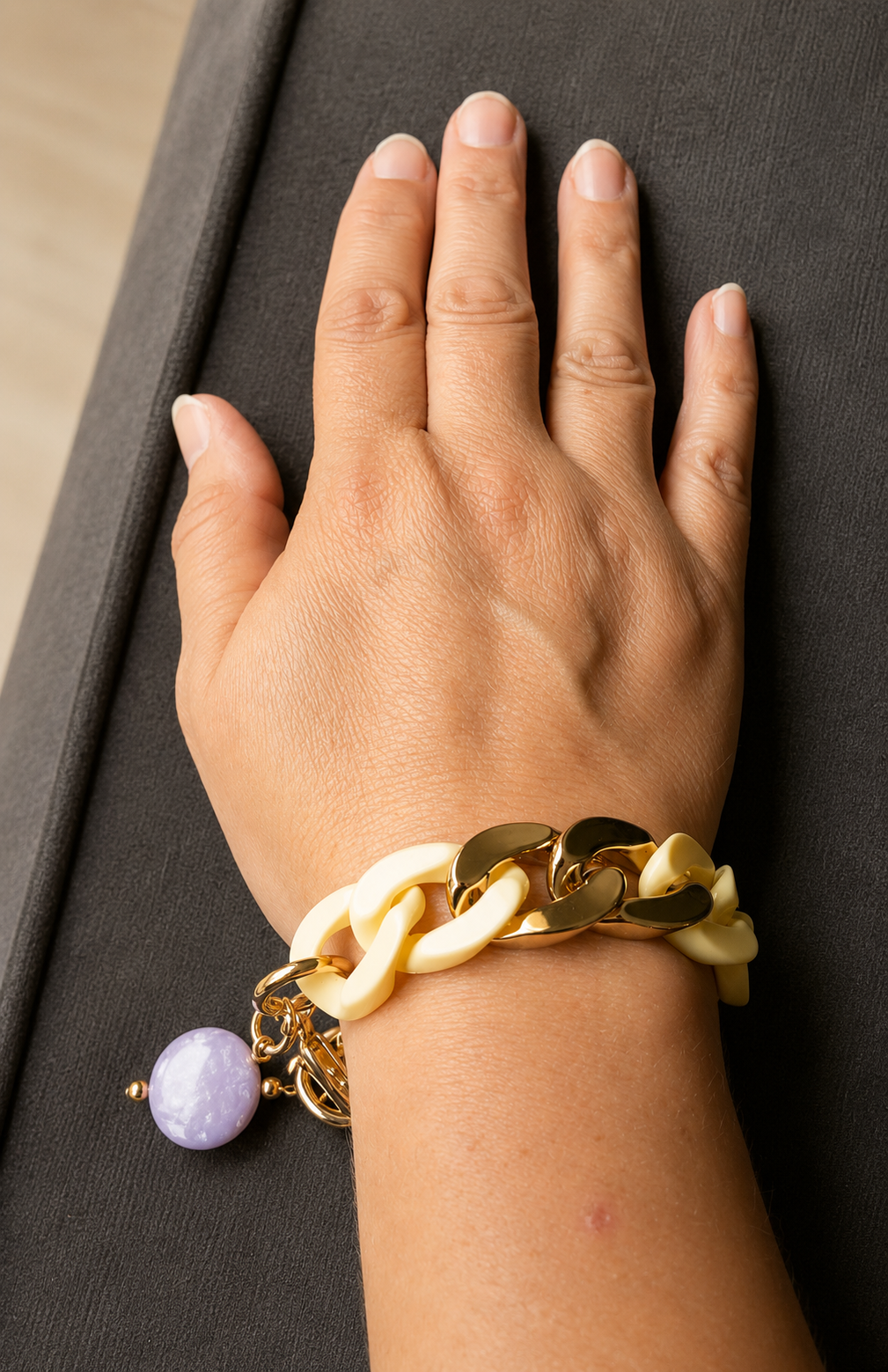 Schakelarmband Vanille Lila