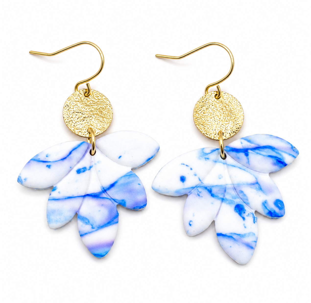 Oorbellen Kreta goud wit blauw