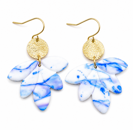 Oorbellen Kreta goud wit blauw