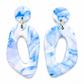 Oorbellen Pom White Blue lichtgewicht wit blauw goud