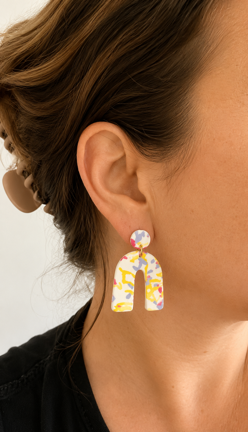 Oorbellen Jules wit geel blauw roze
