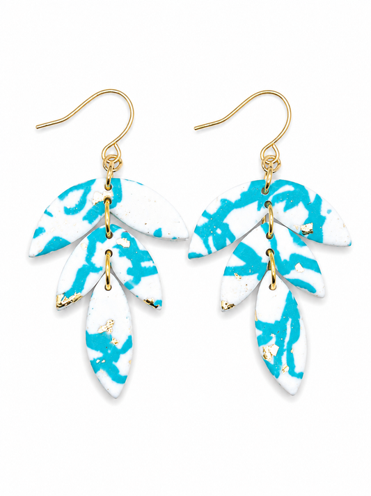 Oorbellen Zante wit aqua goud