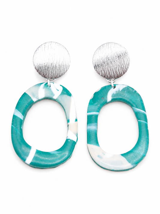 Oorbellen mix-it groen, zilver en zand