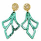 Model Zoya boho oorstekers met groen glitter lichtgewicht hanger