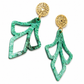 Model Zoya boho oorstekers met groen glitter lichtgewicht hanger