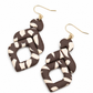 Oorbellen Faith boho bruin met beige print