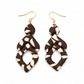 Oorbellen Faith boho bruin met beige print