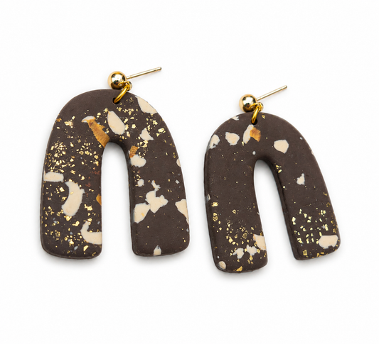 Oorbellen chocobruin met goud en goudbruin