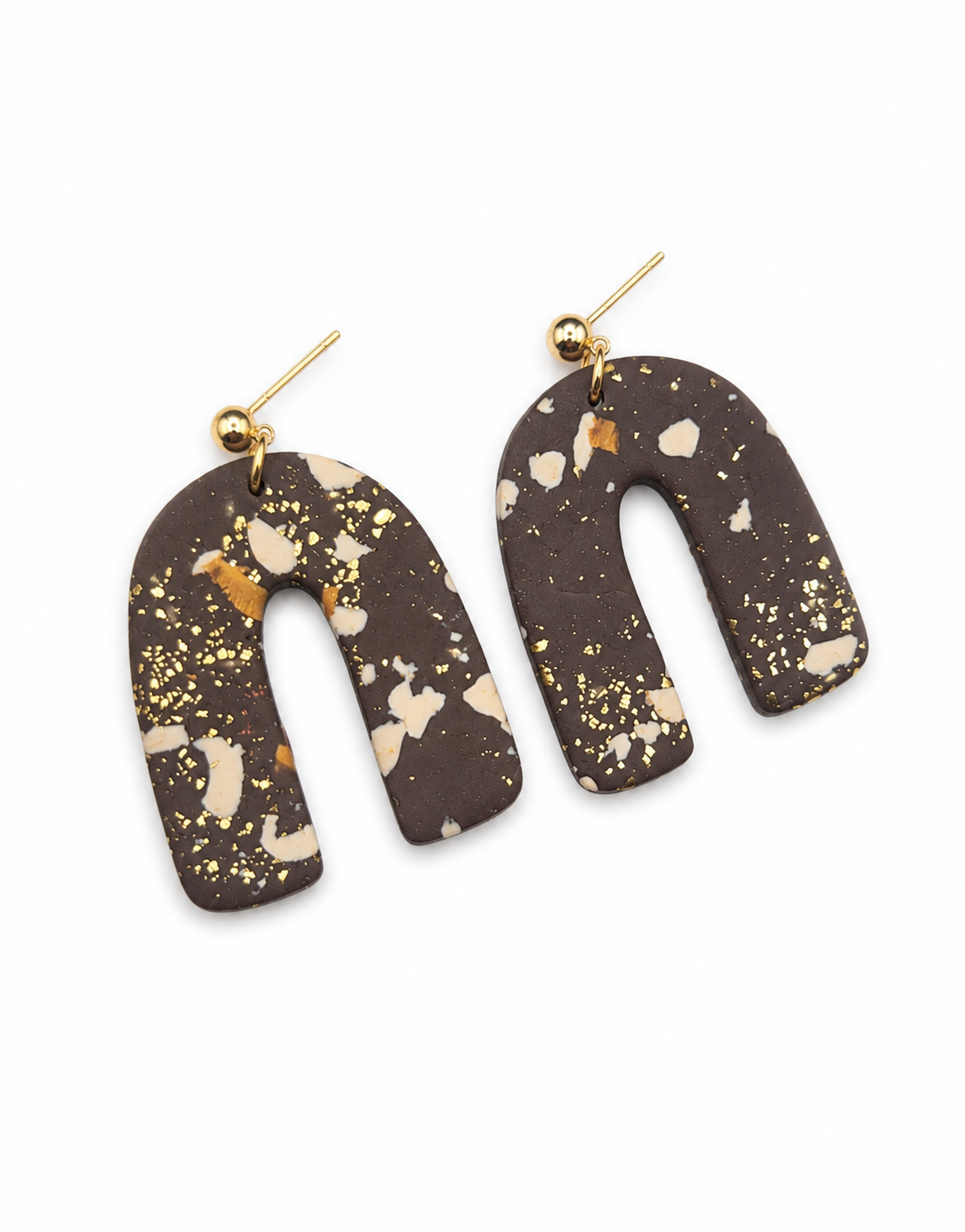 Oorbellen chocobruin met goud en goudbruin