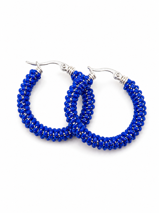 Creolen blauw / zilver