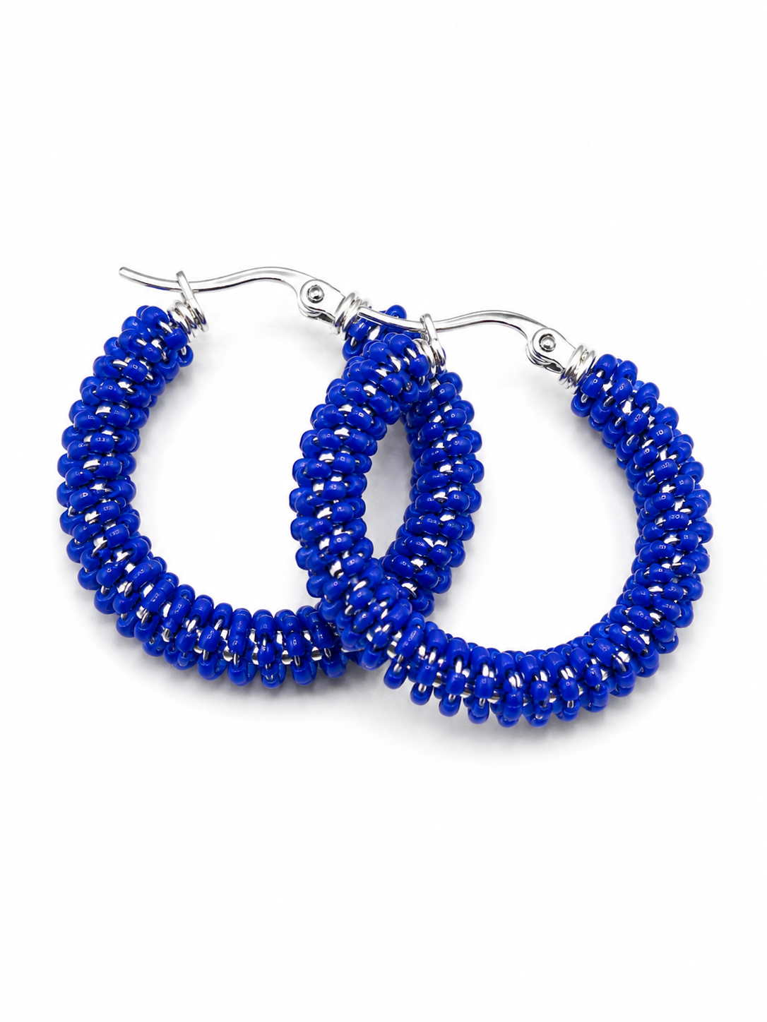 Creolen blauw / zilver