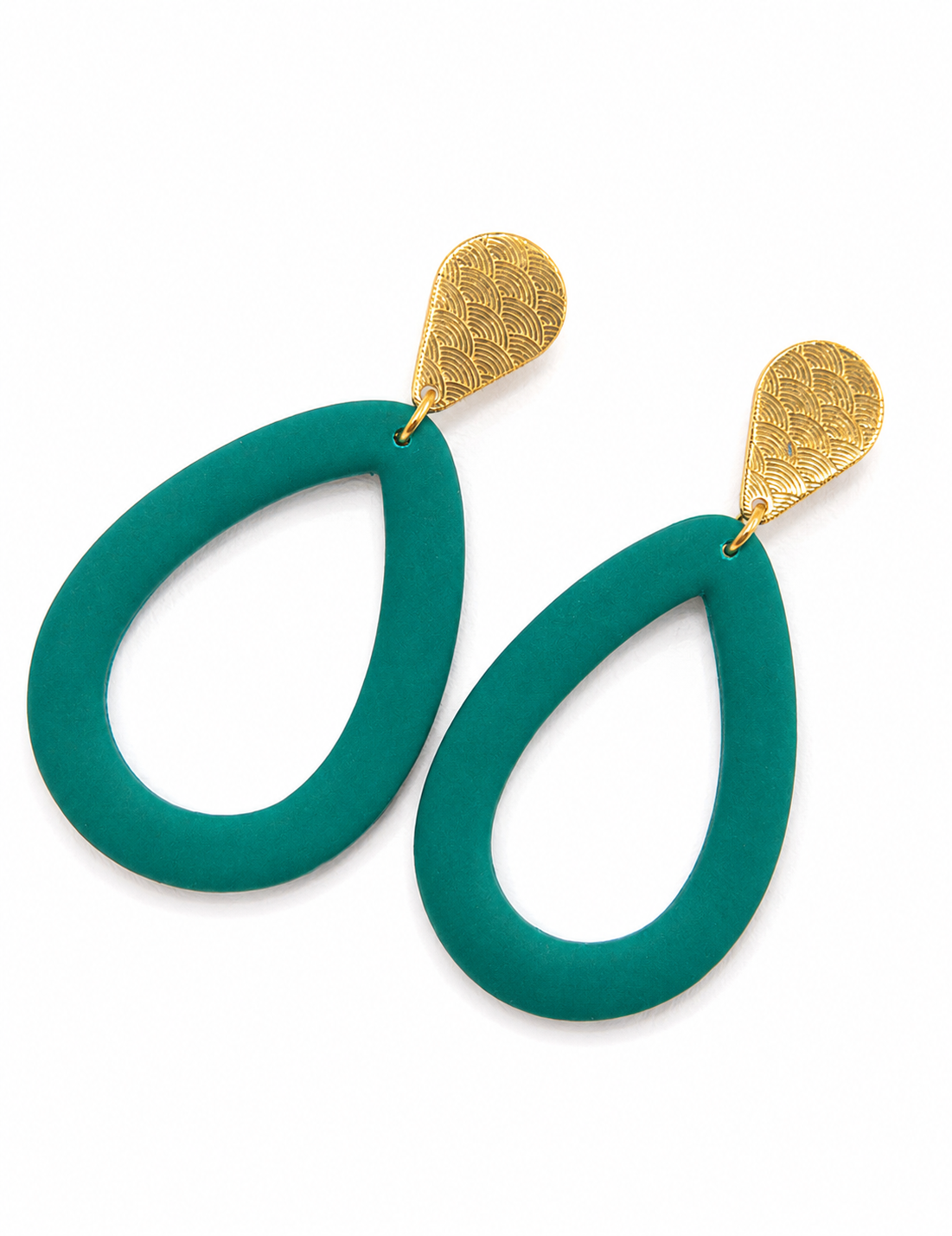Oorbellen Druppel groen met goud