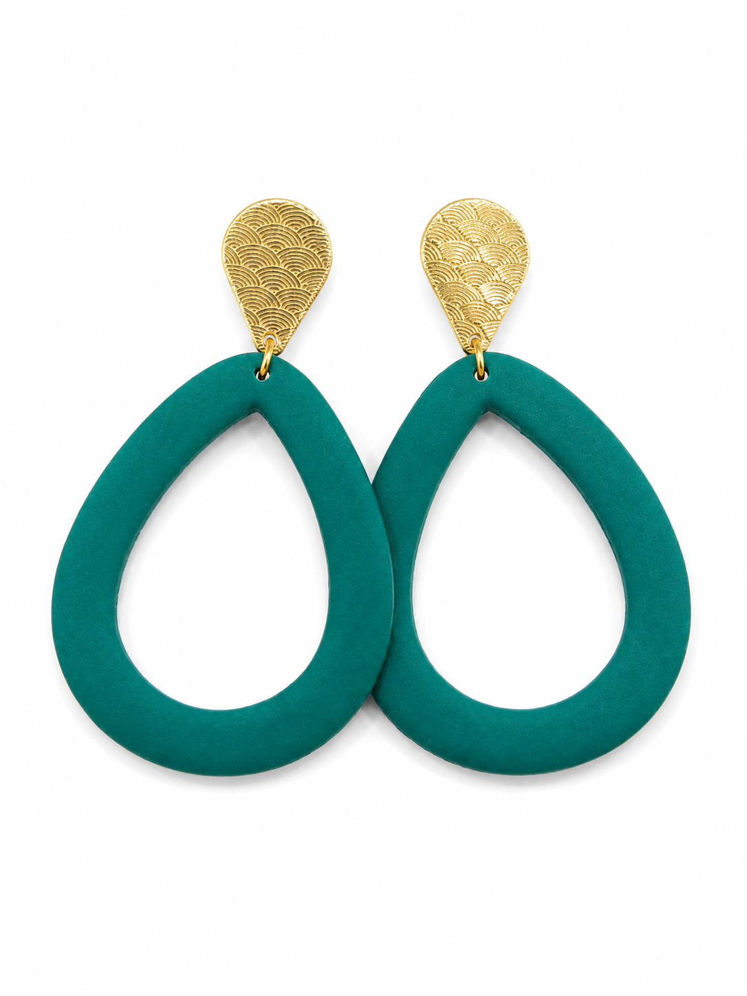 Oorbellen Druppel groen met goud