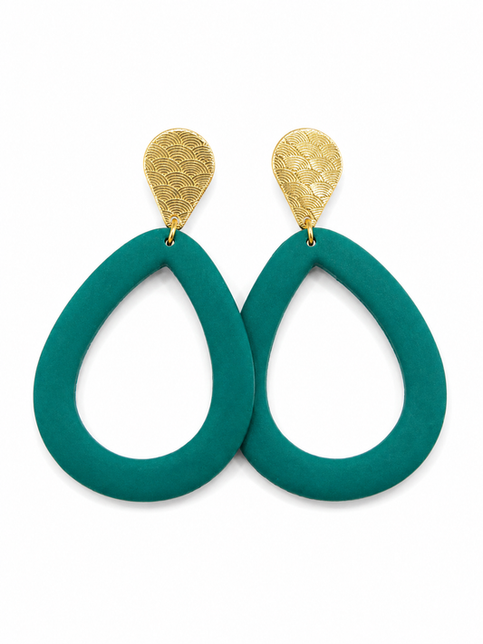 Oorbellen Druppel groen met goud