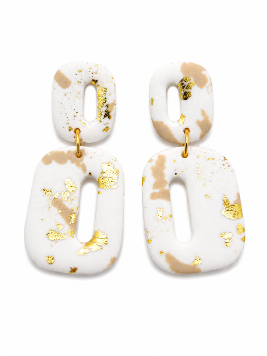 Oorbellen Rix wit met zand en goud