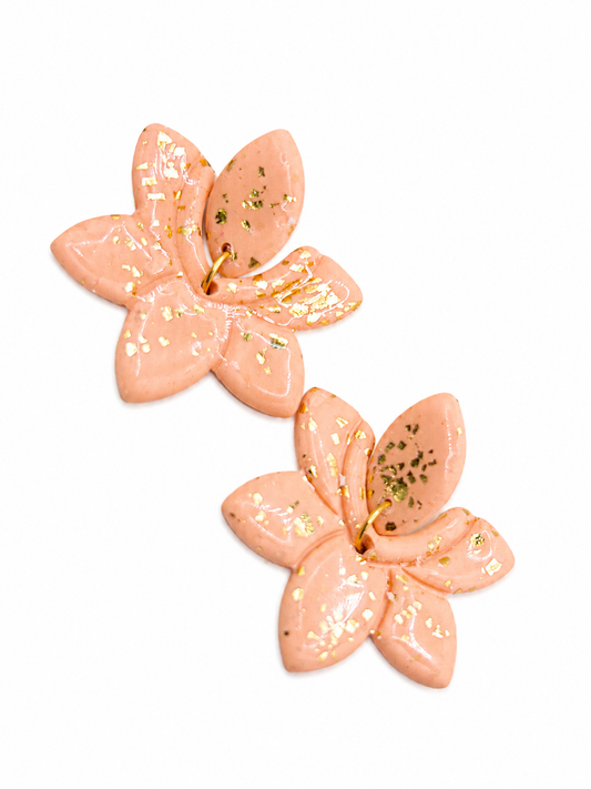 Oorbellen Flowers Peach goud