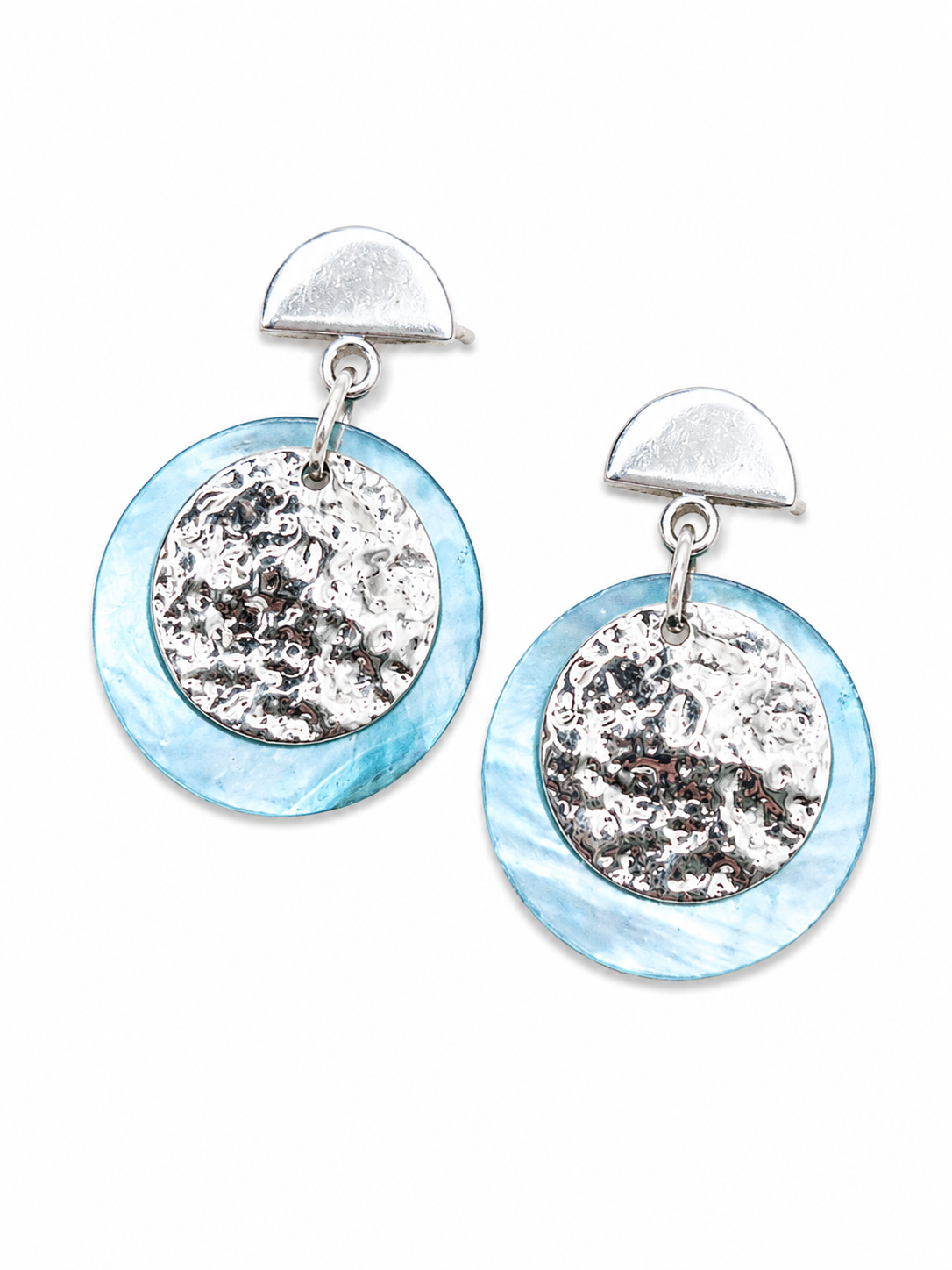 Oorbellen Bodi zilver parelmoer groen/blauw