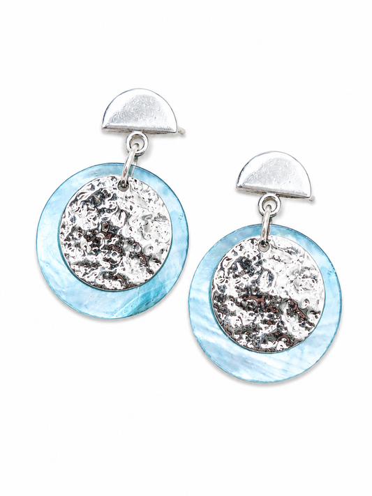 Oorbellen Bodi zilver parelmoer groen/blauw