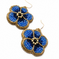 Statement oorbellen Bloem blauw goud