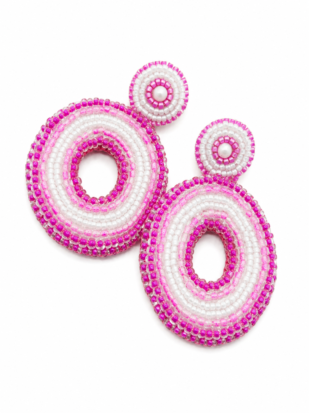 Statement oorbellen Lovy wit roze