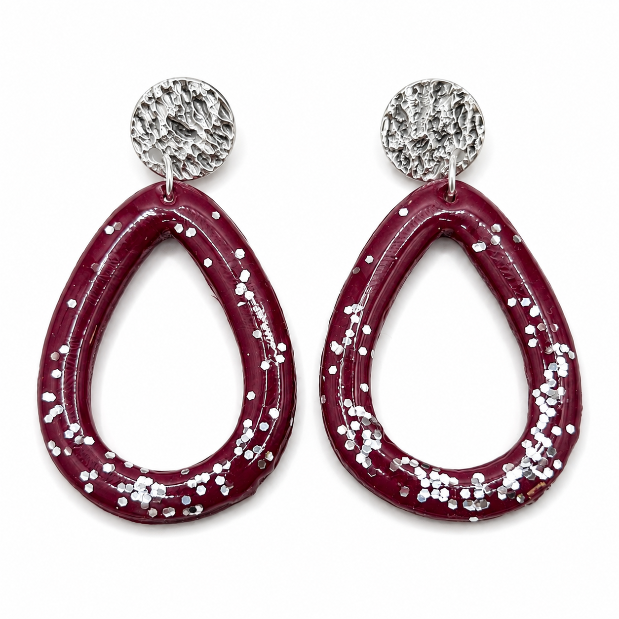 Oorbellen Winny Bordeaux zilver