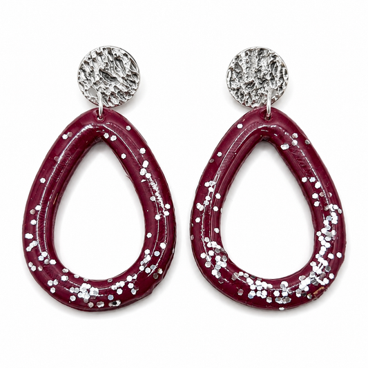 Oorbellen Winny Bordeaux zilver
