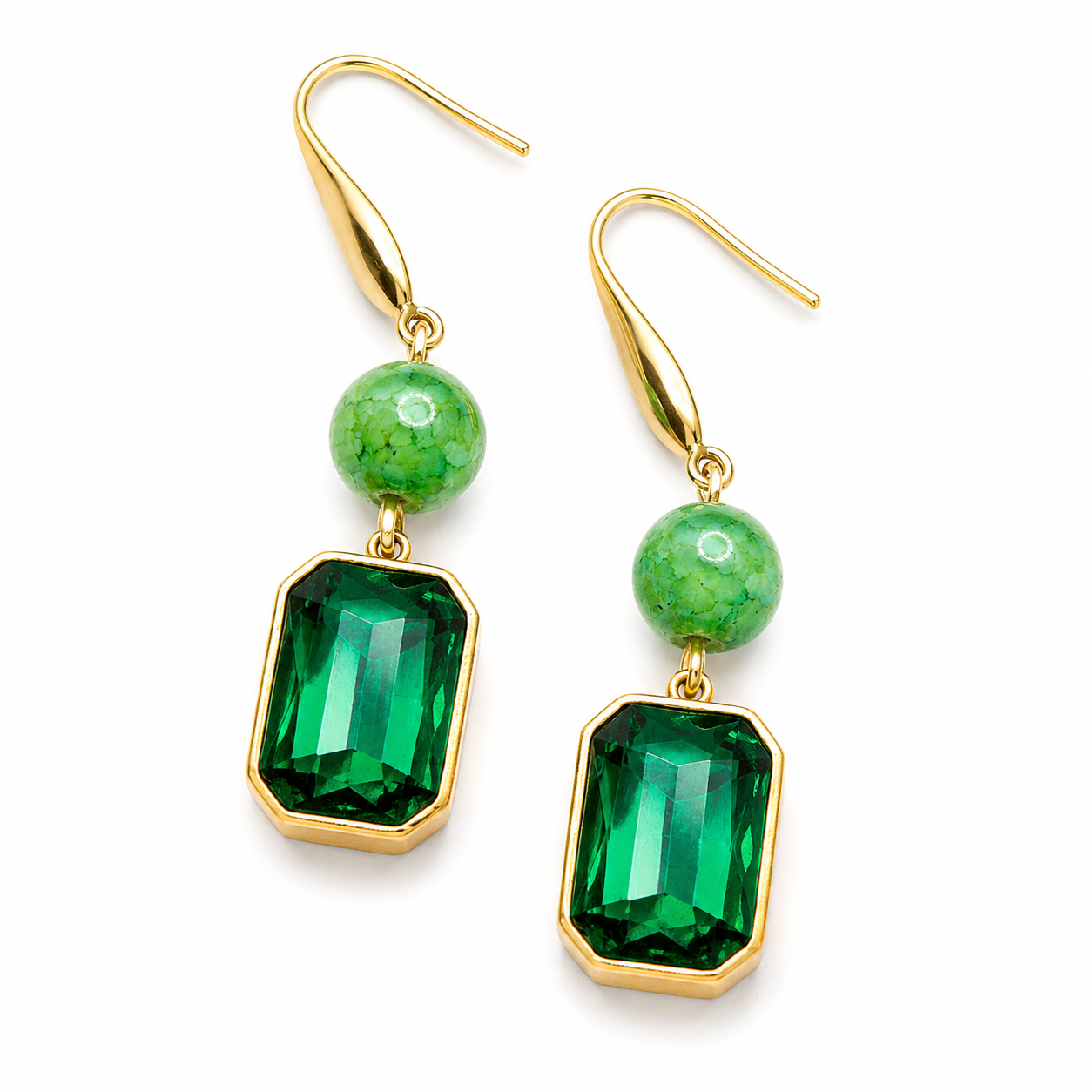 Oorbellen Feliz goud groen