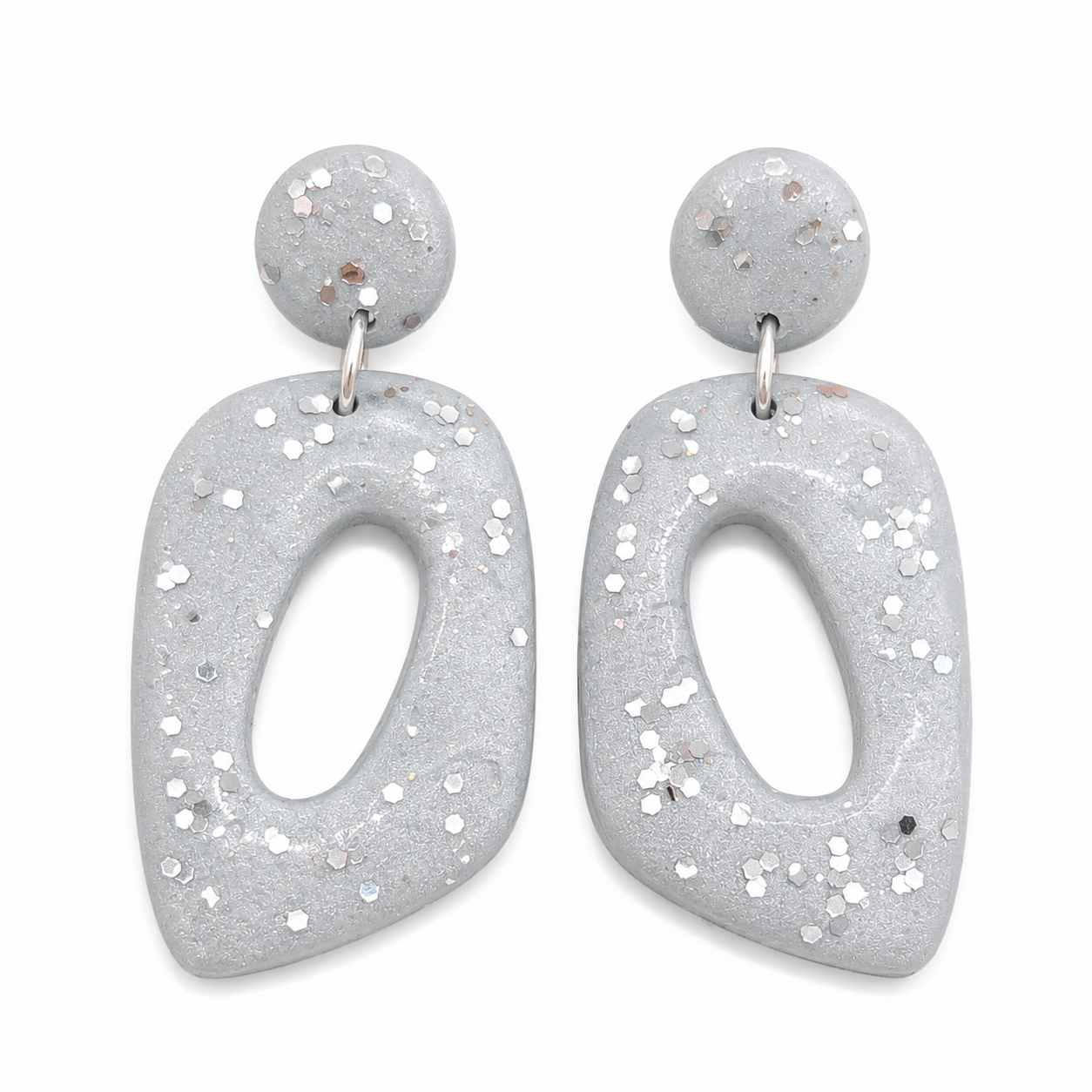 Oorbellen Pom zilver sparkle glitter