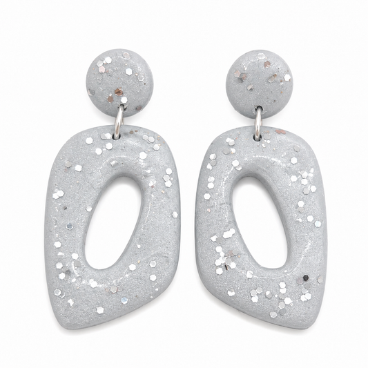 Oorbellen Pom zilver sparkle glitter