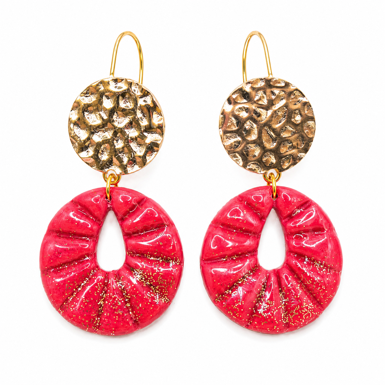 Oorbellen Lynne pink glitter goud