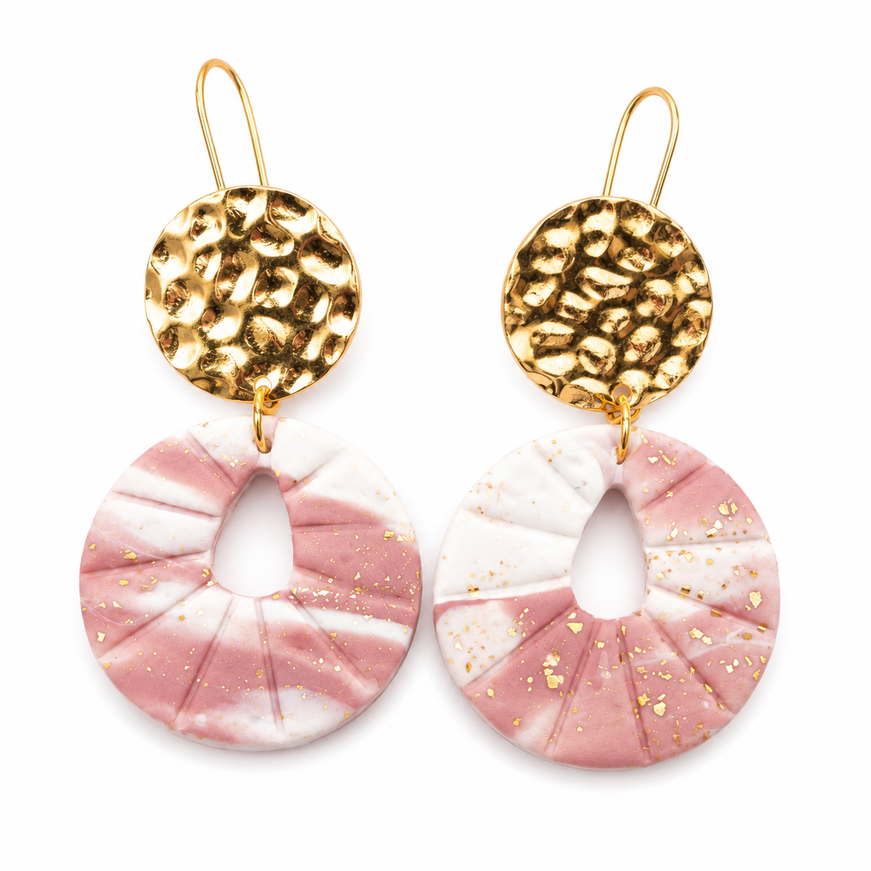 Oorbellen Lynne mix wit roze goud