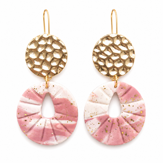 Oorbellen Lynne mix wit roze goud