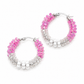 Creolen medium roze wit zilver