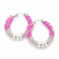 Creolen medium roze wit zilver