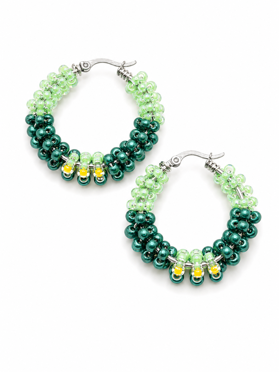 Creolen medium groen zilver geel
