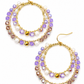 Boho oorbellen in paars wit, goud en lila