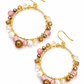 Boho oorbellen wit roze goud en bruin