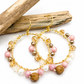 Boho oorbellen wit roze goud en bruin