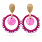 Statement oorbellen fuchsia goud