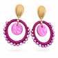 Statement oorbellen fuchsia goud