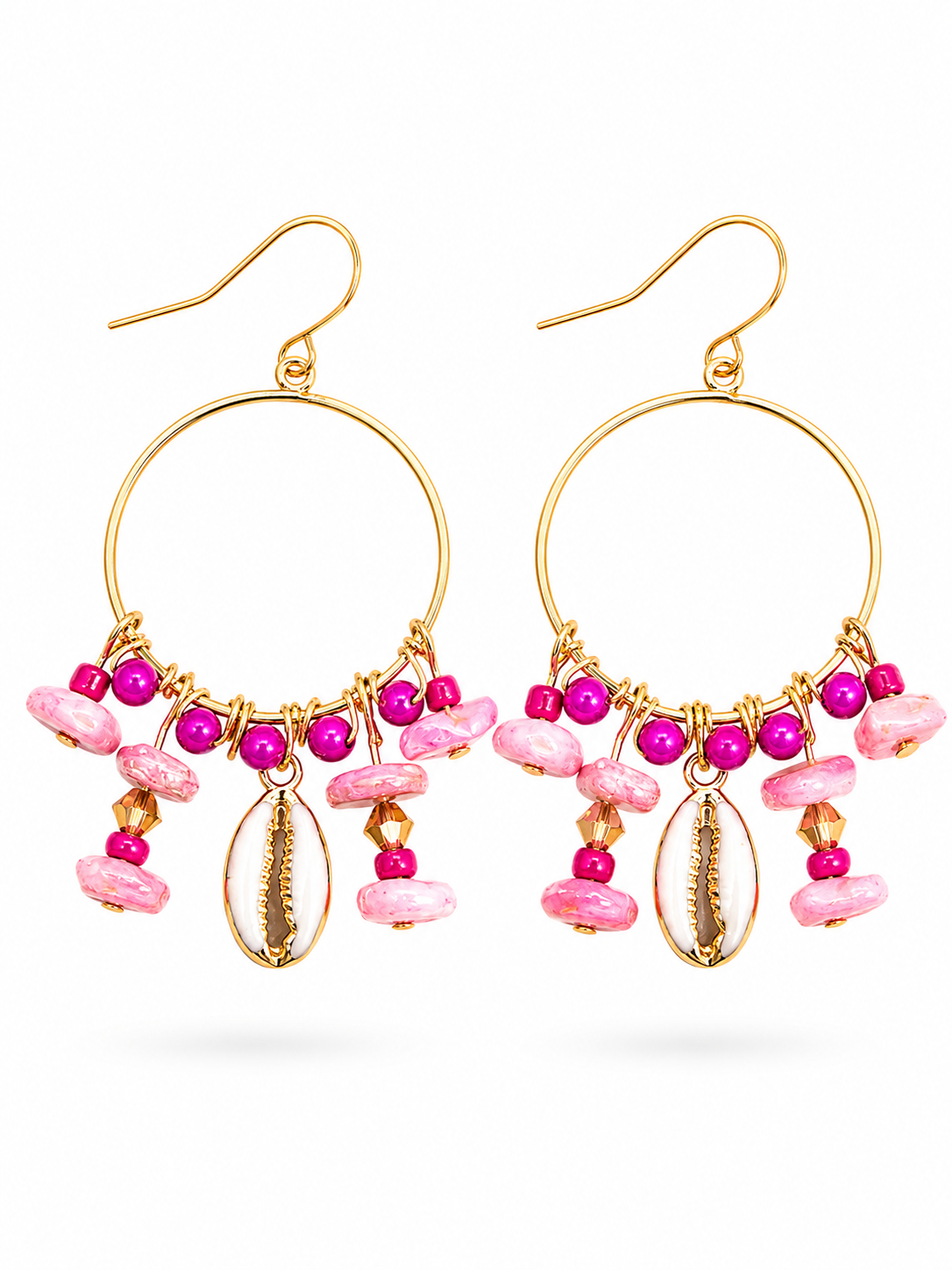 Oorbellen Summer pink and white