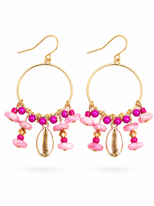 Oorbellen Summer pink and white