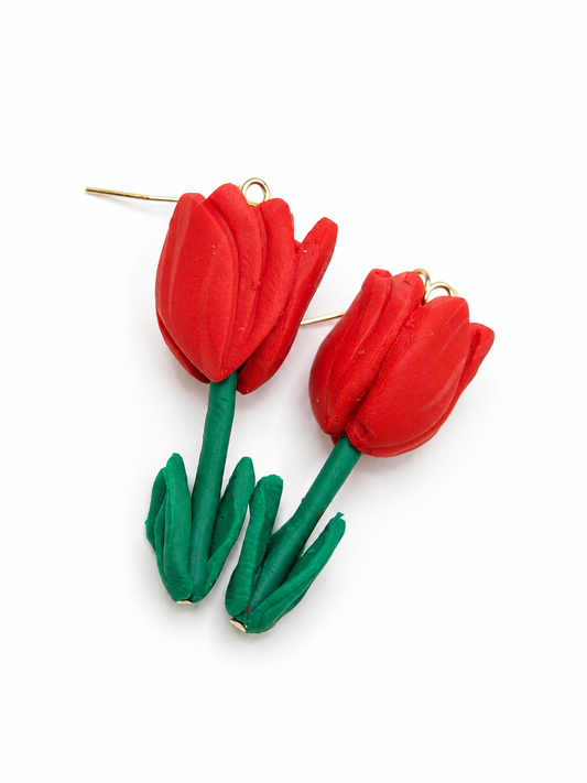 Tulpen oorbellen oranje rood
